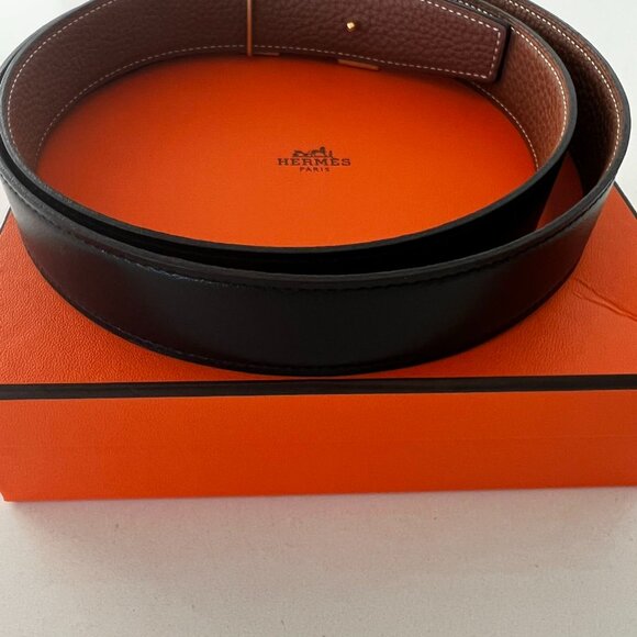 Men’s Hermes Reversible Leather Belt with Gold Plated Logo Buckle - Picture 4 of 4